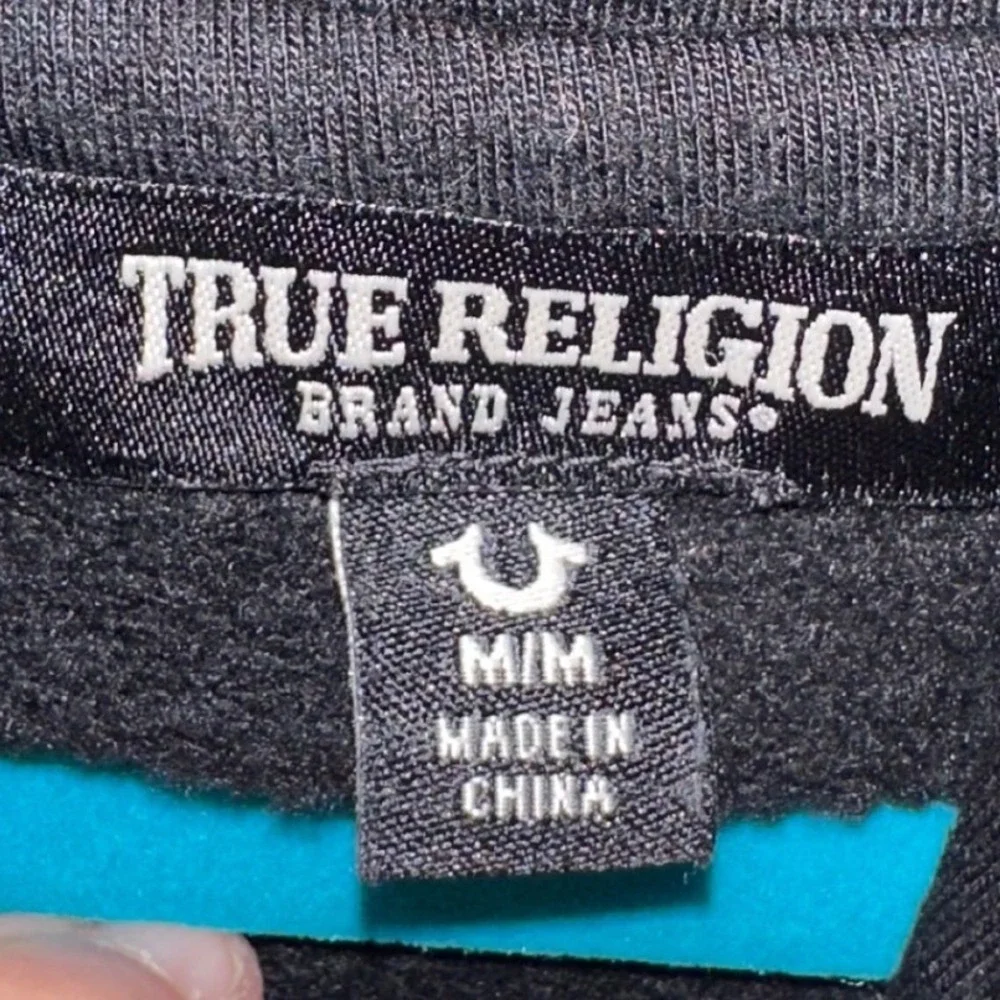 True Religion Metallic Buddha Fleece Hoodie Black Gold Men's M World Tour